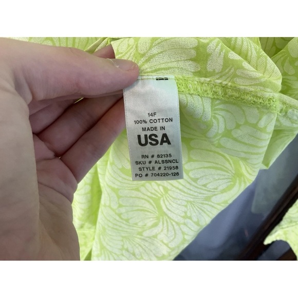 Fresh Produce Green Size M Floral Button Up Long Sleeve Shirt Cotton Made in USA - Picture 3 of 7